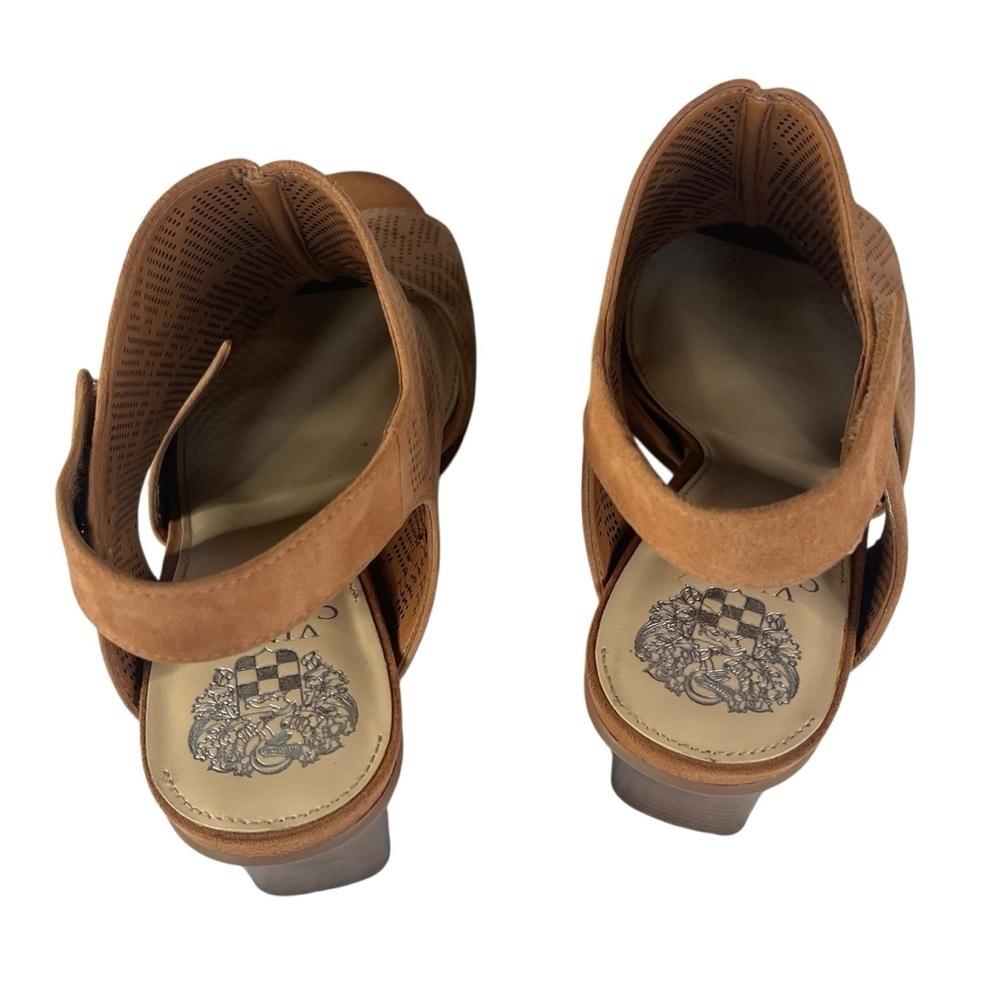 Vince Camuto Leather Detailed Heel Sandals – Dachelle Color Brick Size 9 Medium - Picture 7 of 15